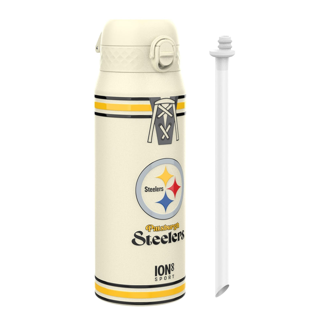 NFL Pittsburgh Steelers insulated steel water bottle by ION8, 750ml (24oz), durable, double-walled stainless steel, sports hydration bottle