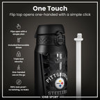 ION8 NFL Pittsburgh Steelers insulated steel water bottle, 750ml, durable stainless steel, designed for keeping drinks hot or cold