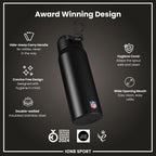 ION8 NFL Minnesota Vikings insulated steel water bottle, 750ml, durable stainless steel, with Vikings logo and leak-proof design.