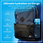 Blue ION8 Recyclon water bottle with 750ml capacity, durable and eco-friendly reusable drinking container.
