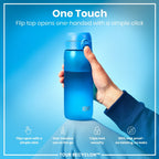 Blue Recyclon water bottle by ION8, 750ml capacity, featuring a sleek design and secure screw-top lid.