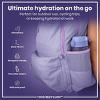 Ion8 Recyclon water bottle in light purple, 750ml, durable reusable bottle with a secure lid and sleek design.