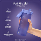 ION8 Recyclon light purple 750ml water bottle, eco-friendly reusable plastic bottle with secure lid and ergonomic design.