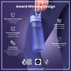 Ion8 Recyclon water bottle in light purple, 750ml, showcasing the durable reusable bottle with a sleek design.