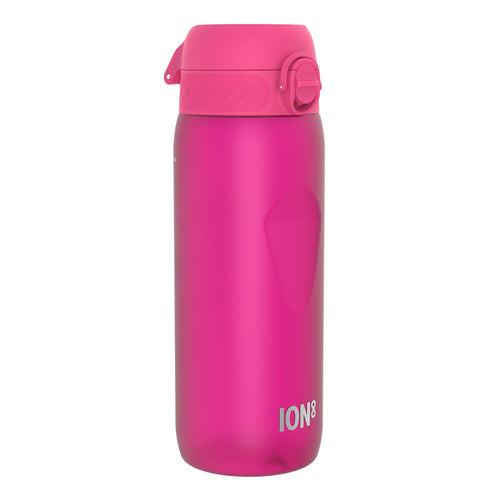 Pink 750ml Recyclon water bottle by ION8 with a sleek design and secure cap, perfect for hydration on the go.