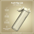 ION8 Recyclon Water Bottle 1L in creamy white, leak-proof design, made from recyclable materials, ideal for daily hydration.