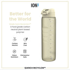 Ion8 Recyclon 1L creamy white leak-proof water bottle, reusable and eco-friendly with a secure cap for everyday hydration.