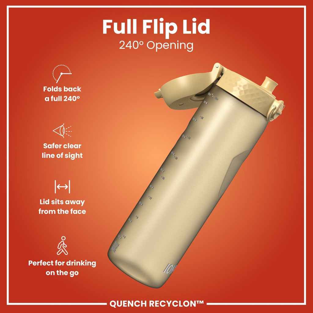 Ion8 Recyclon Desert 1L water bottle, leak-proof reusable bottle with a secure cap, designed for eco-friendly hydration.