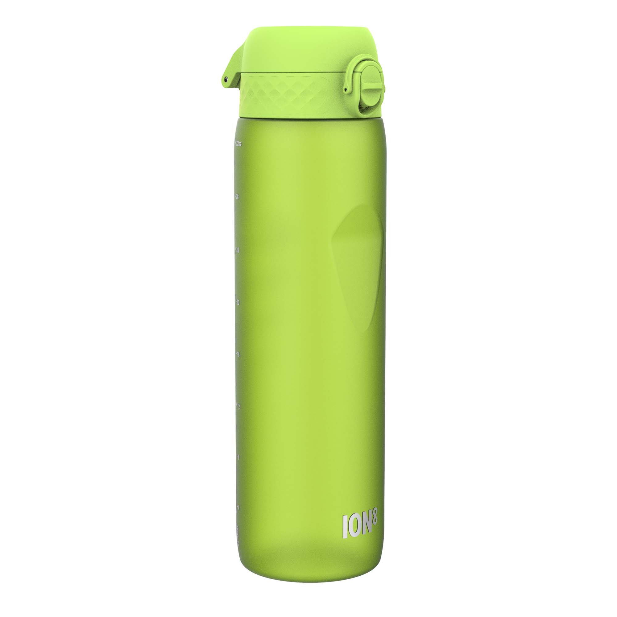 Green ION8 Recyclon 1-litre leak-proof water bottle with a secure lid and durable design, ideal for hydration on the go.