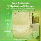 Recyclon 1L green leak-proof water bottle by ION8, made of durable material, with a secure lid and ergonomic design.