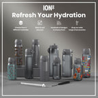 Ion8 Recyclon Grey 1L water bottle, leak-proof reusable plastic bottle with secure lid for hydration on the go.