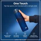 Ion8 Recyclon 1L navy water bottle, leak-proof reusable bottle with a sleek navy design for eco-friendly hydration.
