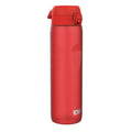 Red ION8 Recyclon leak-proof 1-liter water bottle with secure cap, designed for durable hydration and eco-friendly use.
