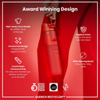 Red ION8 Recyclon leak-proof 1 litre water bottle with a secure lid, designed for durable hydration on the go.