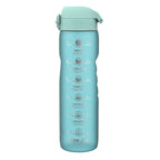 ION8 Recyclon Bottle Sonic Blue 1L, leak-proof water bottle with measurement marks for hydration tracking.