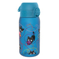 ION8 Recyclon leak-proof kids water bottle featuring a colorful cat design, 350ml capacity, made for children.
