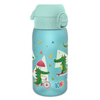 ION8 Recyclon Water Bottle with crocodile design, leak-proof 350ml kid's reusable water bottle featuring a fun crocodile graphic.
