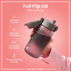 Ion8 Recyclon Grey 350ml leak-proof water bottle for kids, made from recyclable materials, with a secure lid and durable design