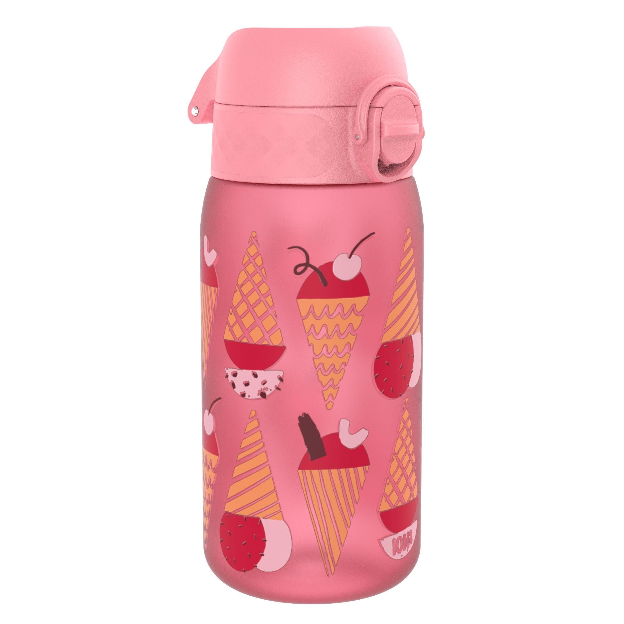 Ion8 leak-proof kids' water bottle with ice cream design, 350ml Recyclon water bottle for children, durable and reusable.