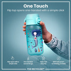 Ion8 Recyclon Mermaid 350ml leak-proof kids' water bottle with colorful mermaid design for children.