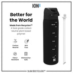 ION8 Recyclon black 500ml water bottle with straw, leak-proof design, durable reusable Recyclon water bottle for everyday use