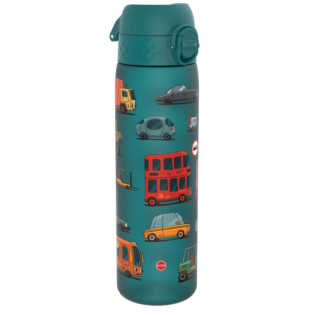 Ion8 Recyclon 500ml leak-proof automobile water bottle, slim design, reusable plastic bottle for on-the-go hydration.