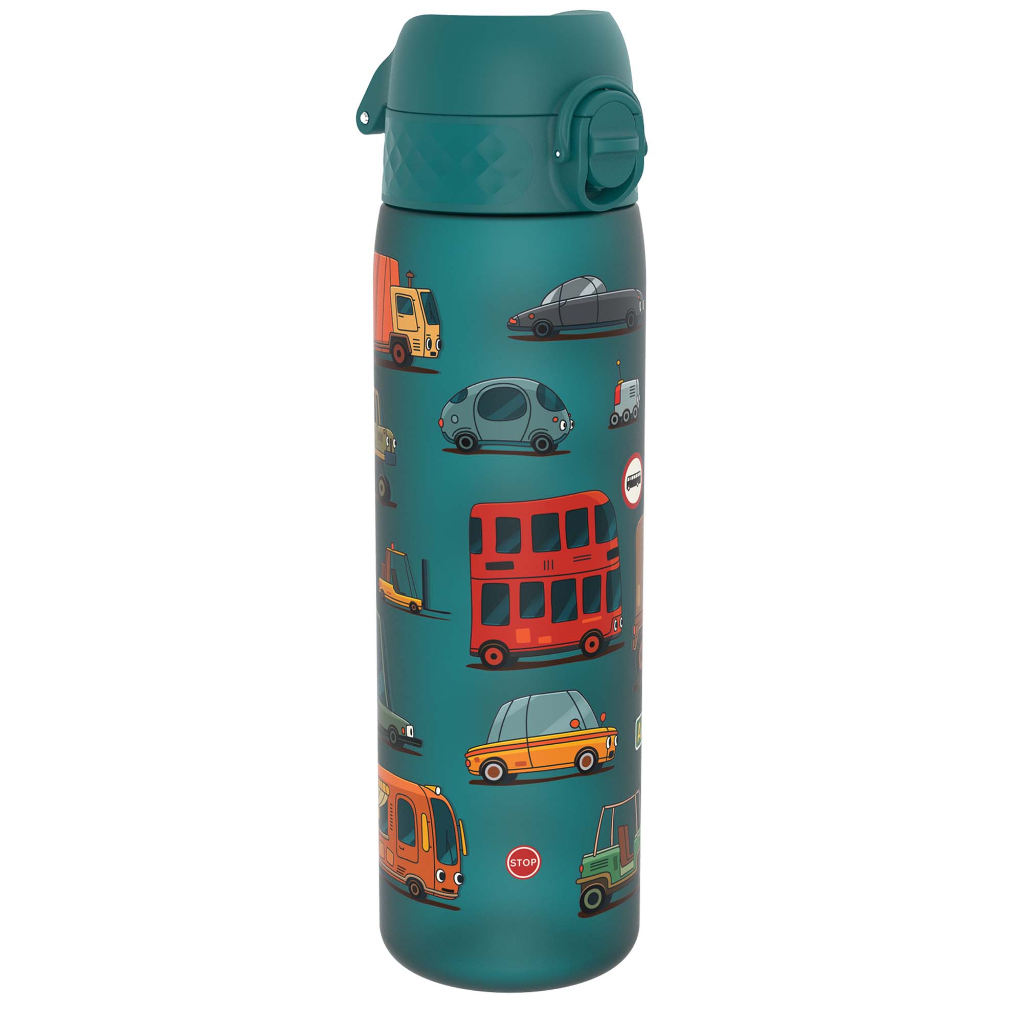 Ion8 Leak Proof Slim Water Bottle, 500ml recyclable Recyclon water bottle with a sleek design and secure lid.