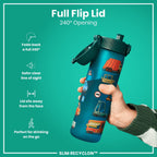 ION8 Recyclon 500ml leak-proof slim water bottle with automobile design, made from recycled materials, ideal for on-the-go hydration.