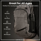 ION8 Recyclon Black 500ml water bottle with leak-proof design, slim shape, durable plastic, ideal for on-the-go hydration.