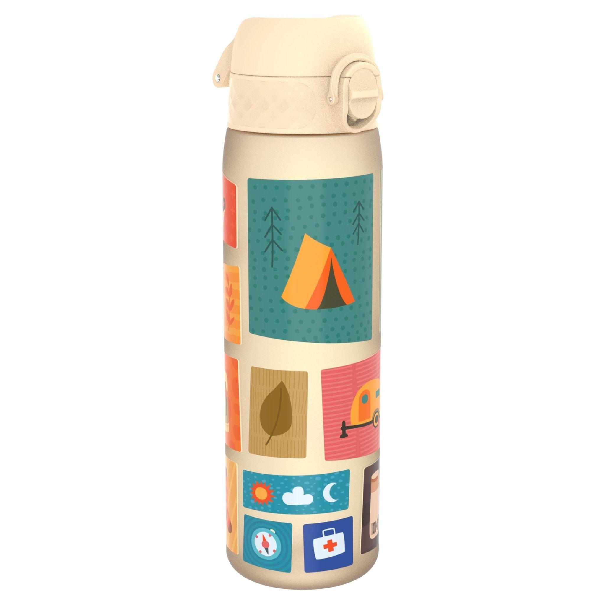 Recyclon Leak Proof Slim Water Bottle by ION8, 500ml camping water bottle in sleek design with secure lid