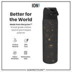 Ion8 Recyclon Celestial Universe 500ml water bottle with leak-proof, slim design and celestial universe pattern.