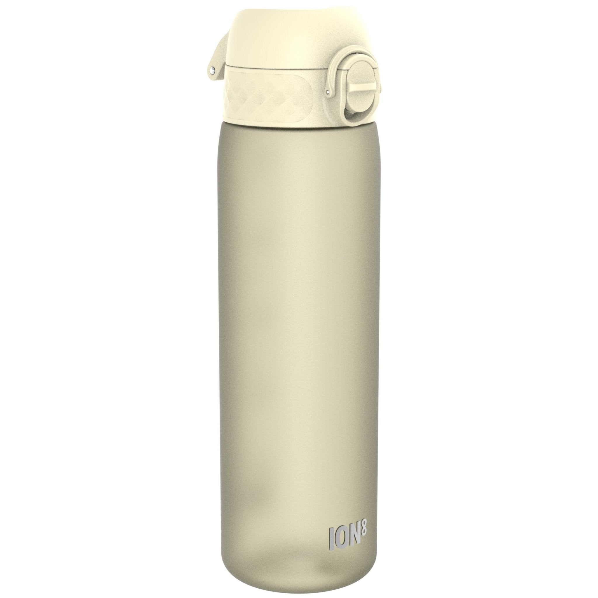 Recyclon Leak Proof Slim Water Bottle by ION8 in creamy white, 500ml (18oz), shown with smooth, sleek design.