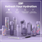 Ion8 Recyclon Water Bottle with Ditsy Floral design, 500ml, leak-proof slim bottle for hydration and eco-friendly use.