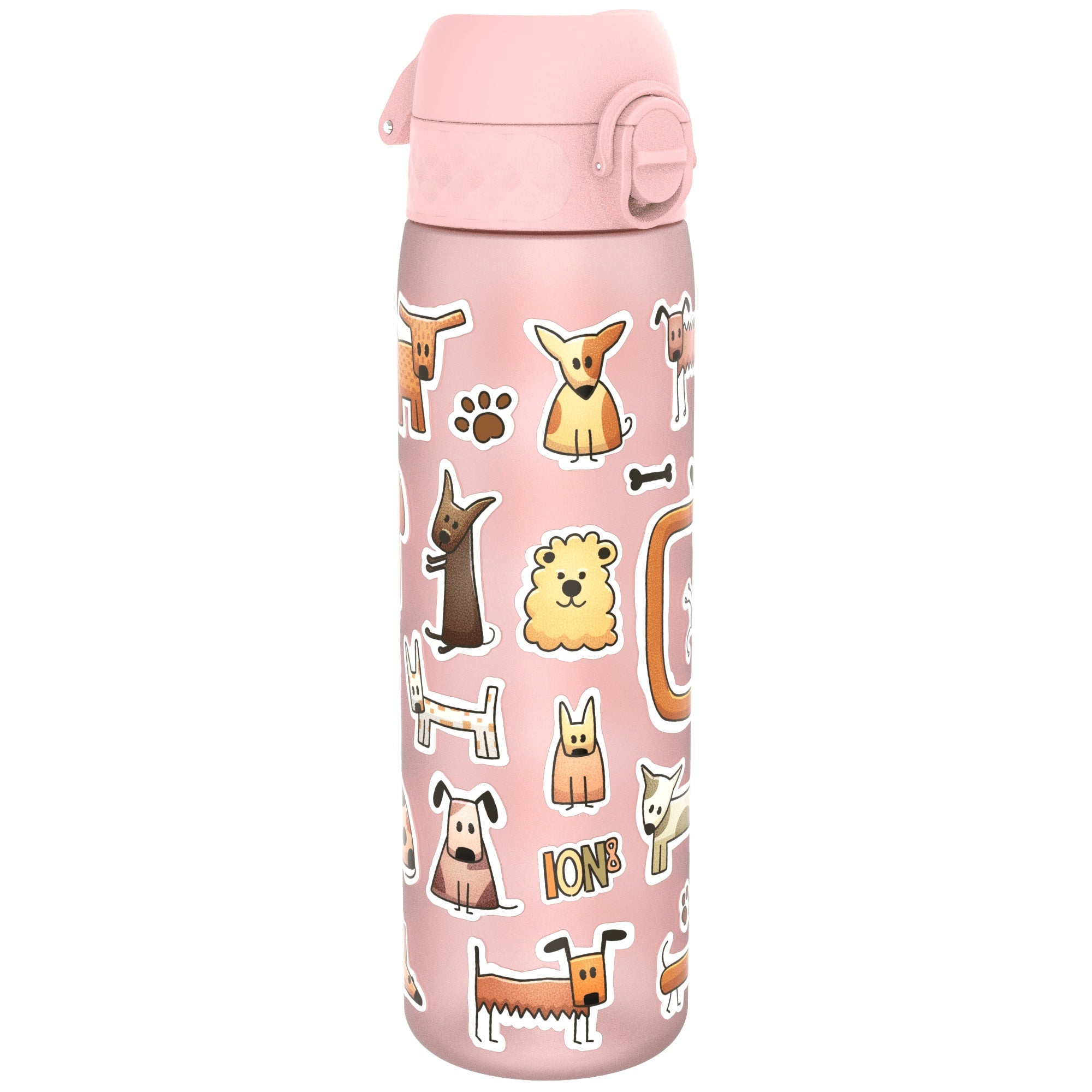 Recyclon leak-proof slim water bottle by ION8, 500ml (18oz), designed for dogs, with a durable, portable design and secure cap.