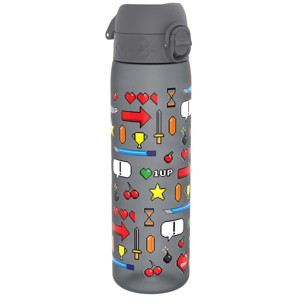 ION8 Recyclon Bottle Gamer 500ml water bottle with leak-proof, slim design, featuring vibrant graphics for active hydration.