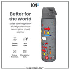 ION8 Recyclon Bottle Gamer 500ml, slim leak-proof water bottle with a vibrant design, perfect for active use.