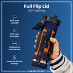 Ion8 Recyclon water bottle with giraffe design, 500ml capacity, leak-proof, slim reusable water bottle for everyday hydration.