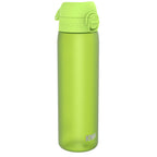 Ion8 Recyclon green 500ml water bottle, leak-proof slim design with secure cap, made from eco-friendly Recyclon material.