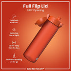 ION8 Recyclon water bottle in Hearty Orange, 500ml, with leak-proof, slim design for easy drinking and portability.