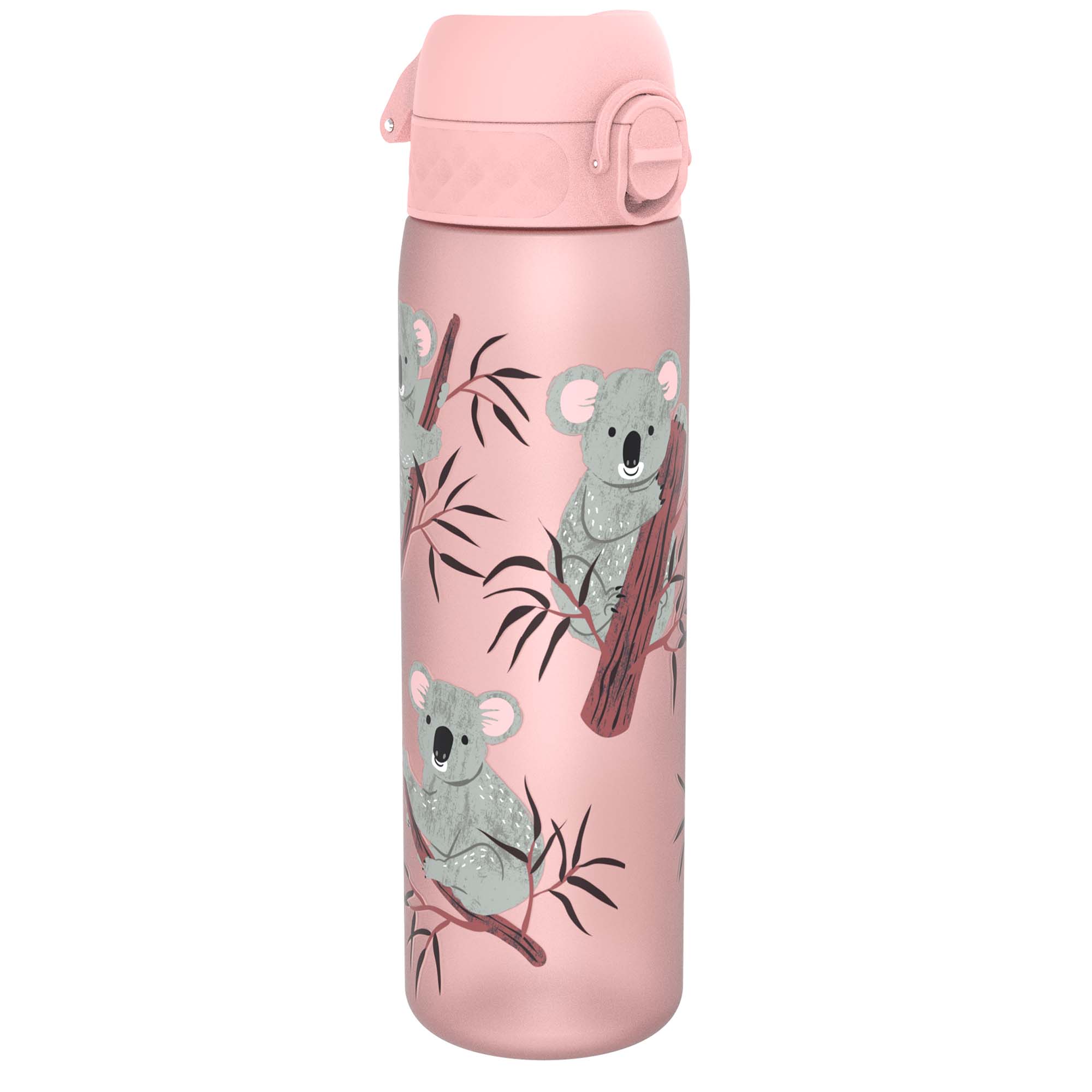 ION8 Recyclon Leak Proof Slim Water Bottle with Koala design, 500ml (18oz), recyclable plastic, reusable hydration bottle.