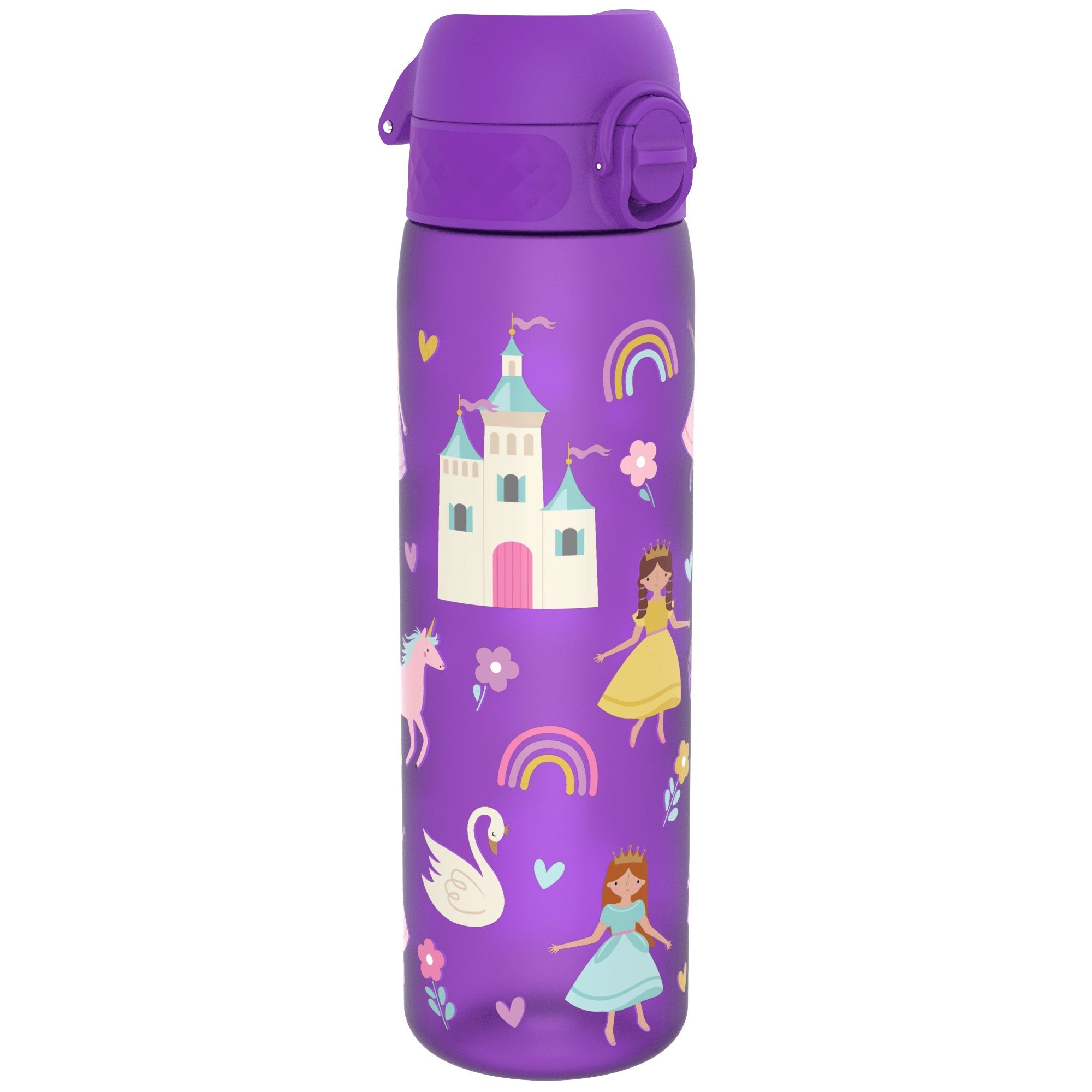 Recyclon Leak Proof Slim Water Bottle by ION8, 500ml (18oz), showing the sleek design and secure lid of the reusable water bottle.