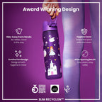 Ion8 Recyclon Princess 500ml leak-proof slim water bottle with colorful princess design, made from recycled materials.