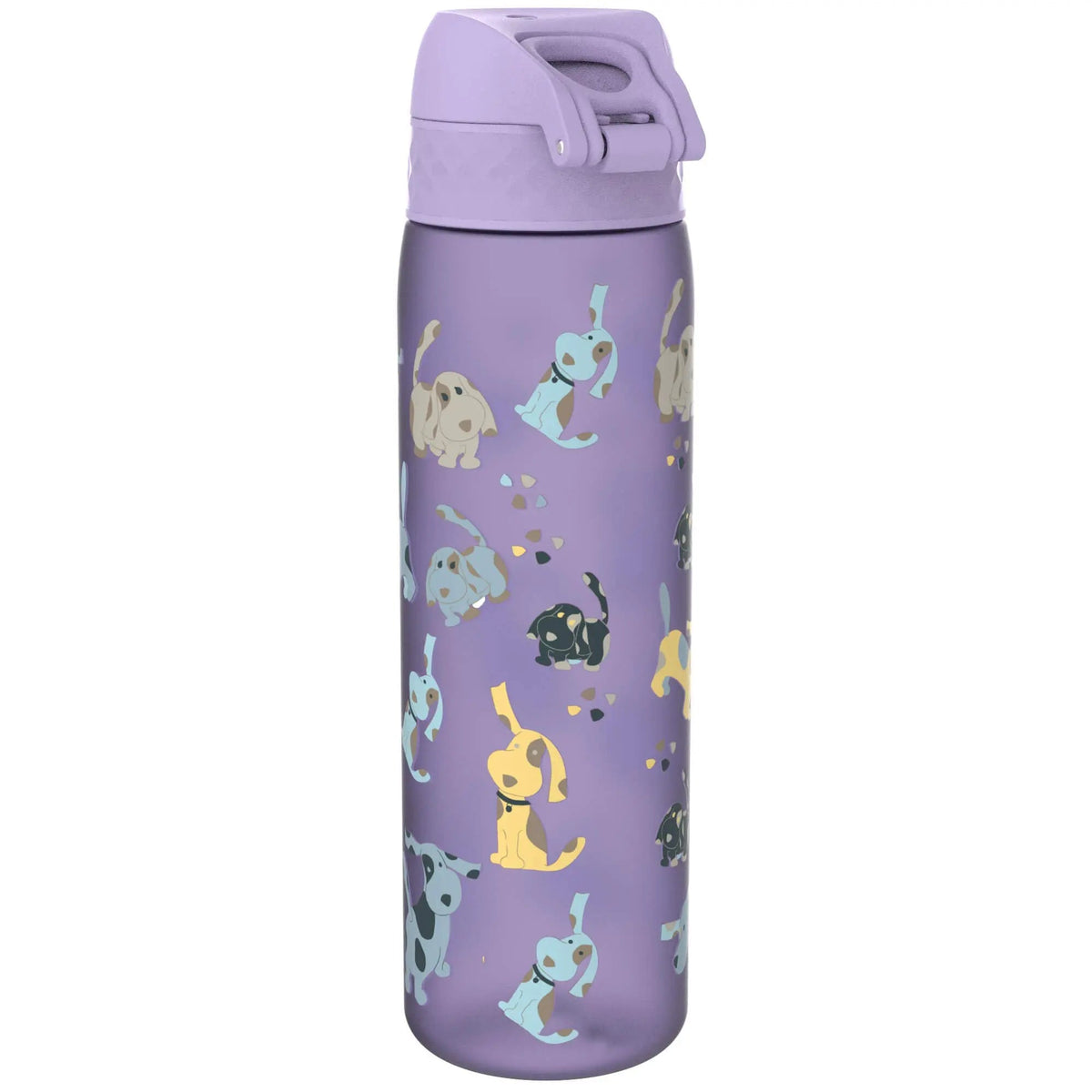 ION8 Recyclon Bottle Puppy 500ml, slim, leak-proof water bottle with a playful puppy design, made from recyclable materials.