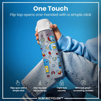 ION8 Recyclon Water Bottle with Robots design, 500ml leak-proof slim water bottle, made from recyclable materials