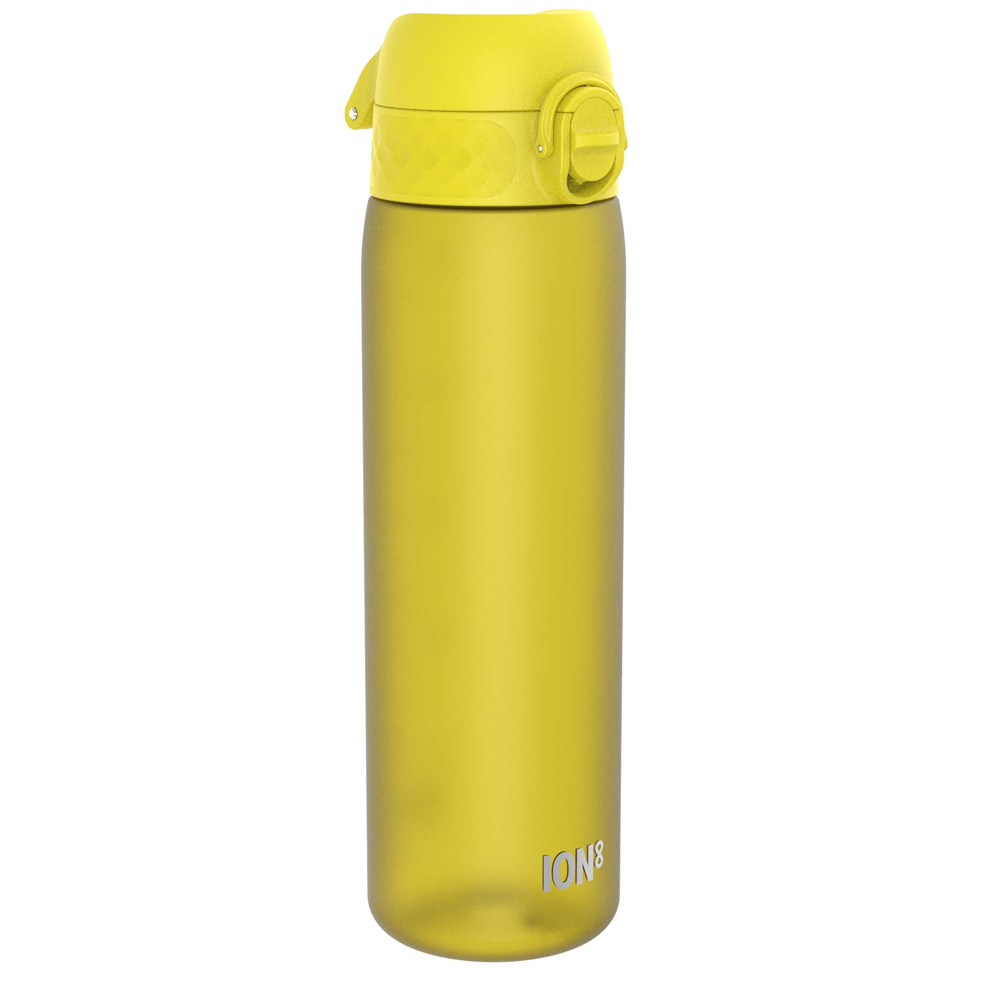 Yellow ION8 Recyclon leak-proof slim water bottle, 500ml (18oz), with a sleek design and secure lid.