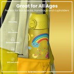 Yellow unicorns design on ION8 Recyclon leak-proof slim 500ml water bottle, eco-friendly and durable.