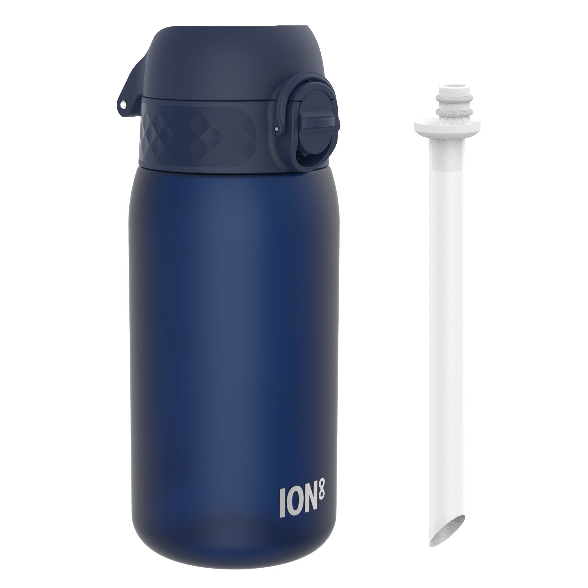Ion8 Recyclon leak-proof small water bottle with straw, navy 350ml (12oz), durable reusable water bottle for on the go.