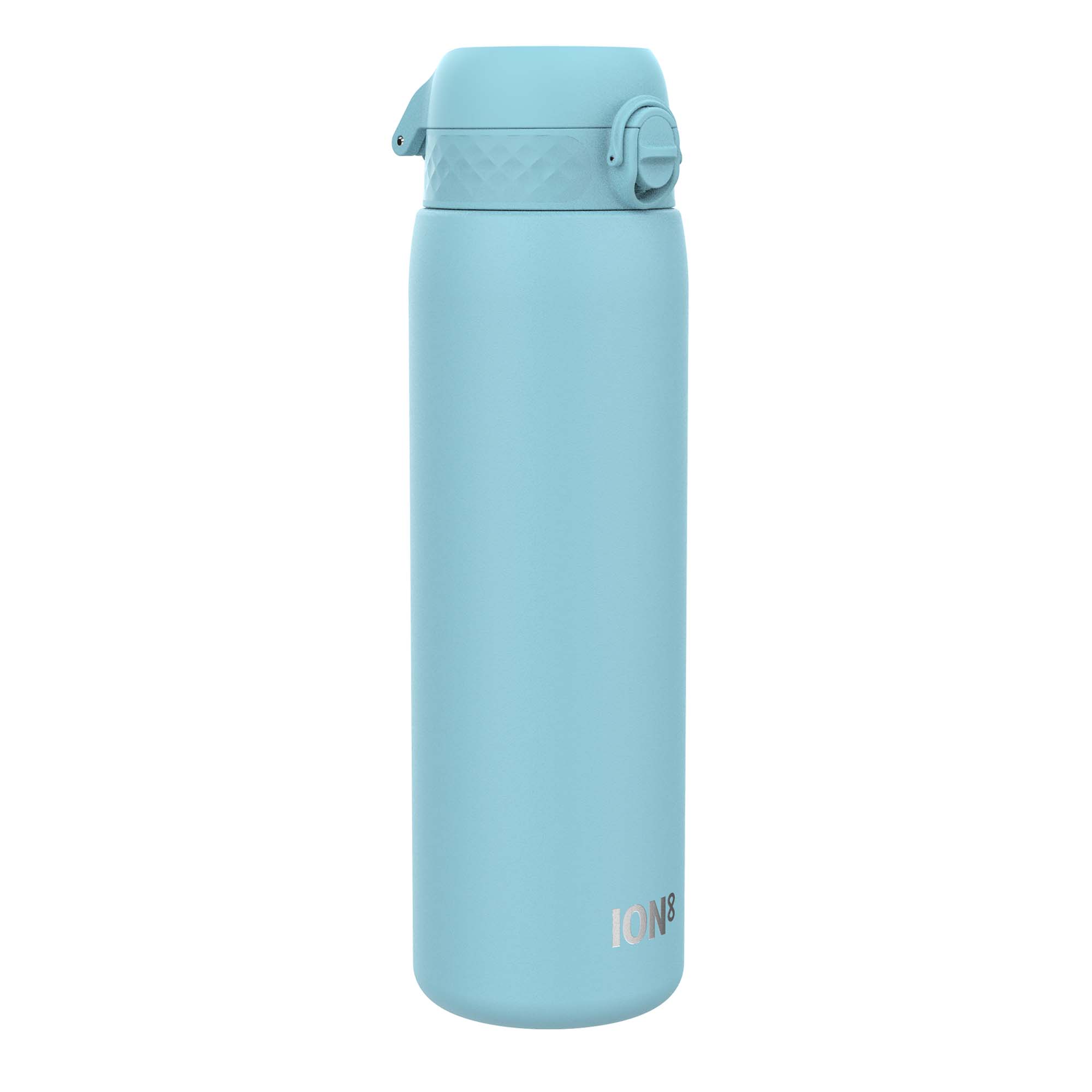 Ion8 stainless steel 1L water bottle in Alaskan Blue with leak-proof design, ideal for hydration on the go.