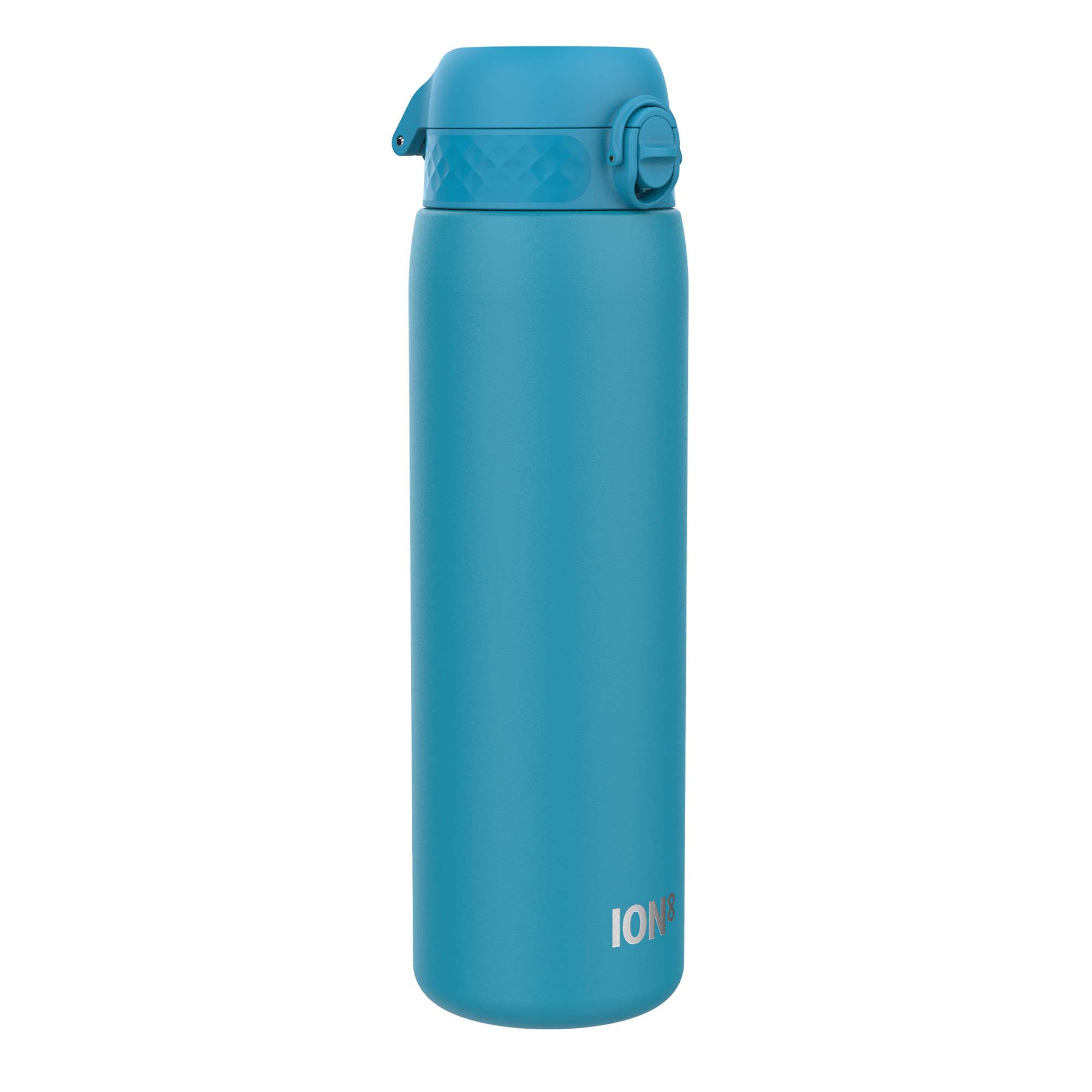 Blue ION8 stainless steel water bottle, 1 liter leak-proof design with durable construction for everyday hydration.