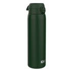 Ion8 stainless steel water bottle in dark green, 1L capacity, leak-proof design, durable insulated steel water bottle.